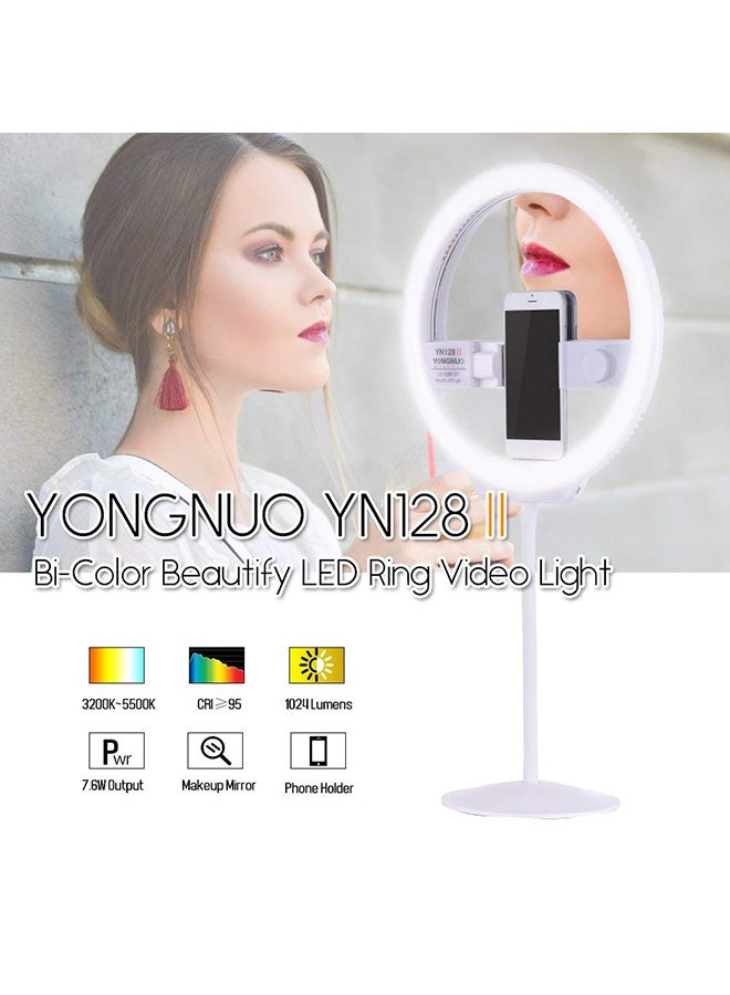يونجنيو مصباح LED حلقي قابل للتعتيم لتصوير الفيديو طراز YN128II أبيض - Image 5