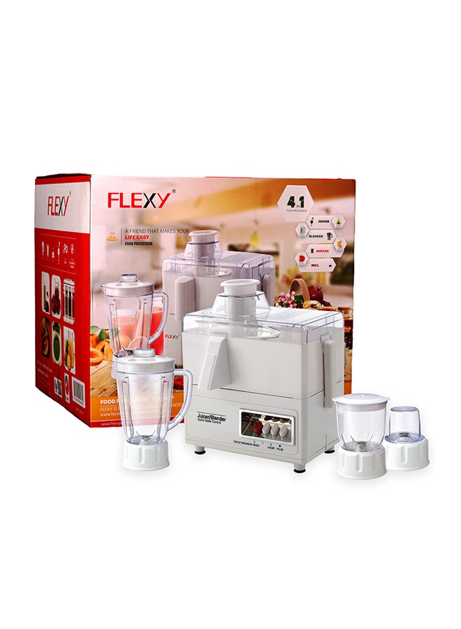 Flexy - 4-in-1 Food Processor Blender Mixer With Juicer Mincer & Mill 1.6 L 400.0 W FLJ275JM White - Image 1
