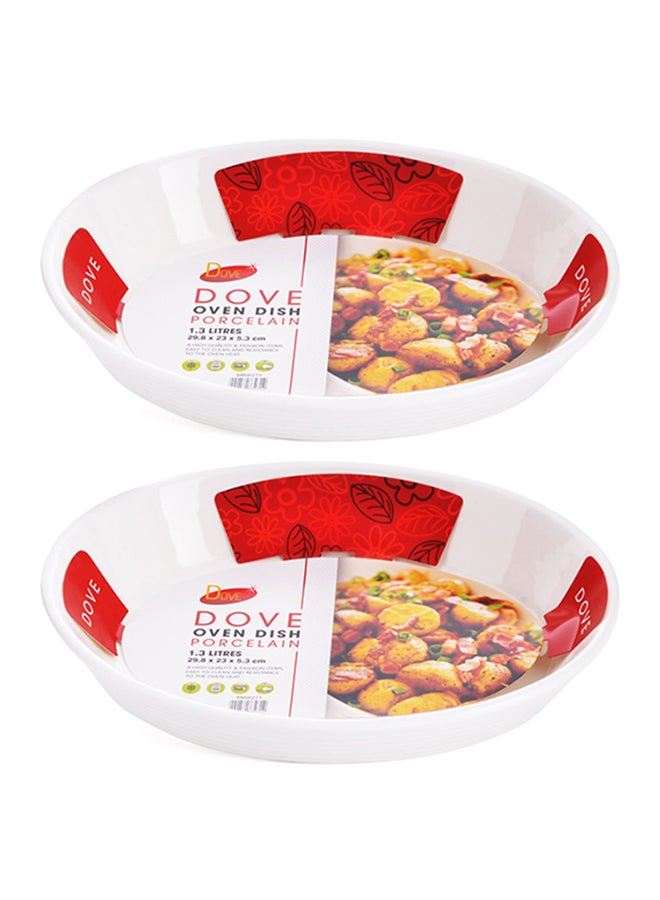 Dove 2-Piece Oven Dish White/Red/Beige 1.3Liters 