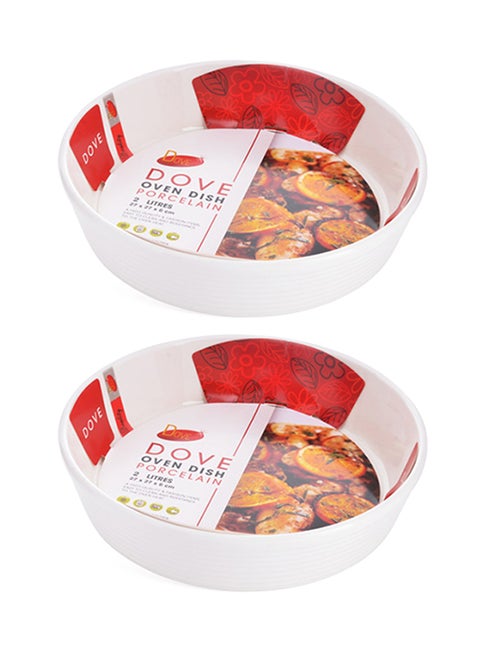 2-Piece Oven Dish White/Red 27x27x6cm