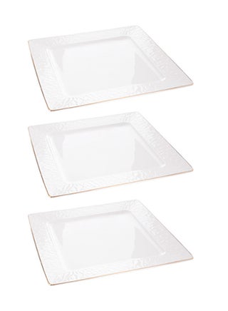 3-Piece Square Dinner Plates White/Gold 12inch - v1617192298/N45029984A_1