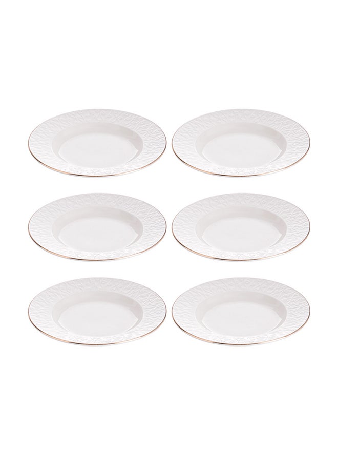 REEM - 6-Piece Deep Dinner Plates White/Gold 7inch - Image 1