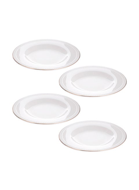 4-Piece Deep Plates White/Gold 10inch