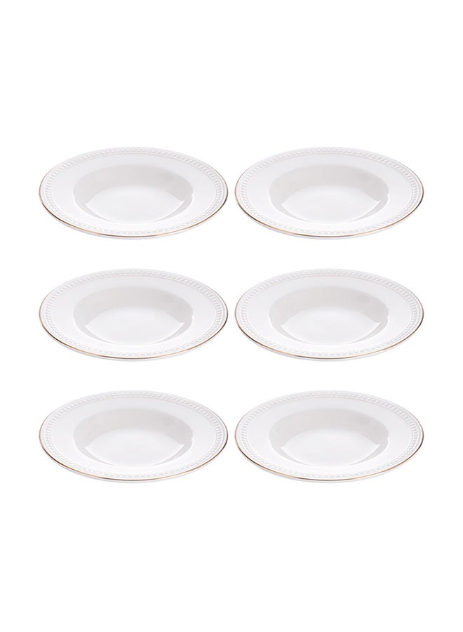 REEM - 6-Piece Deep Plates White/Gold 7inch - Image 1