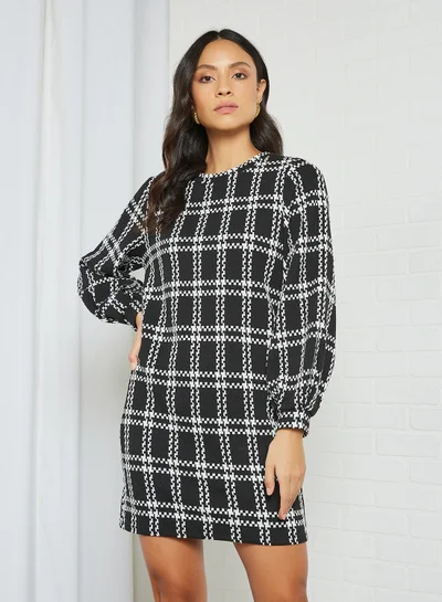Jacqueline de Yong Checked Shift Dress Black