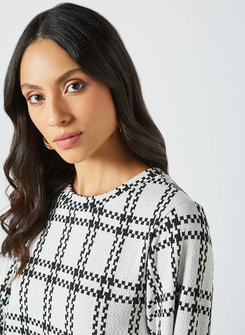Jacqueline de Yong Checked Shift Dress Cloud Dancer