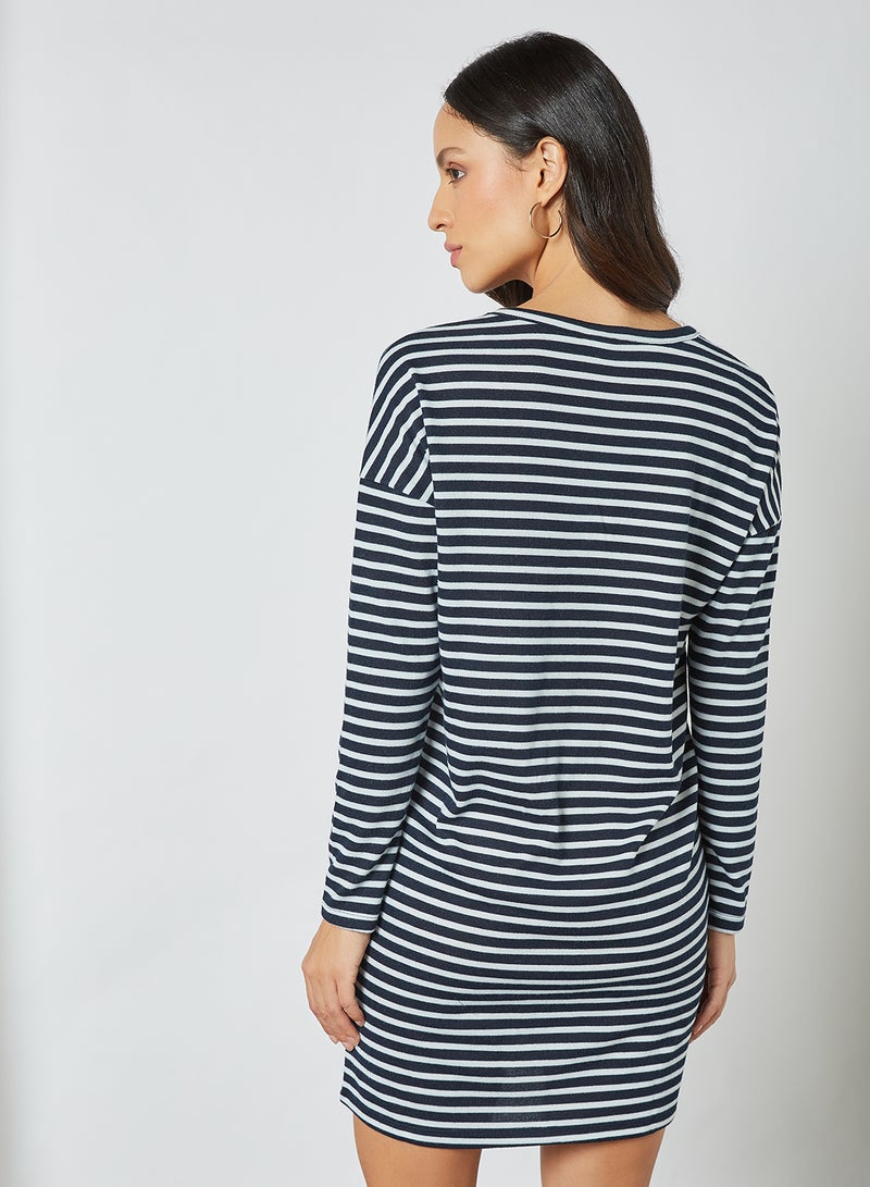 Striped V-Neck Dress Sky Captain