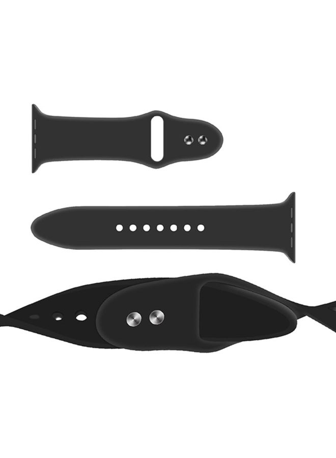 PROMATE Premium Adjustable Silicone Sport Wristband Replacement Strap With Sweatproof And Dual Lock Pin For Apple Watch Series 1,2,3 And 4 Small/Medium Size, Workout, Fitness, Oryx-38SM Black - Image 2