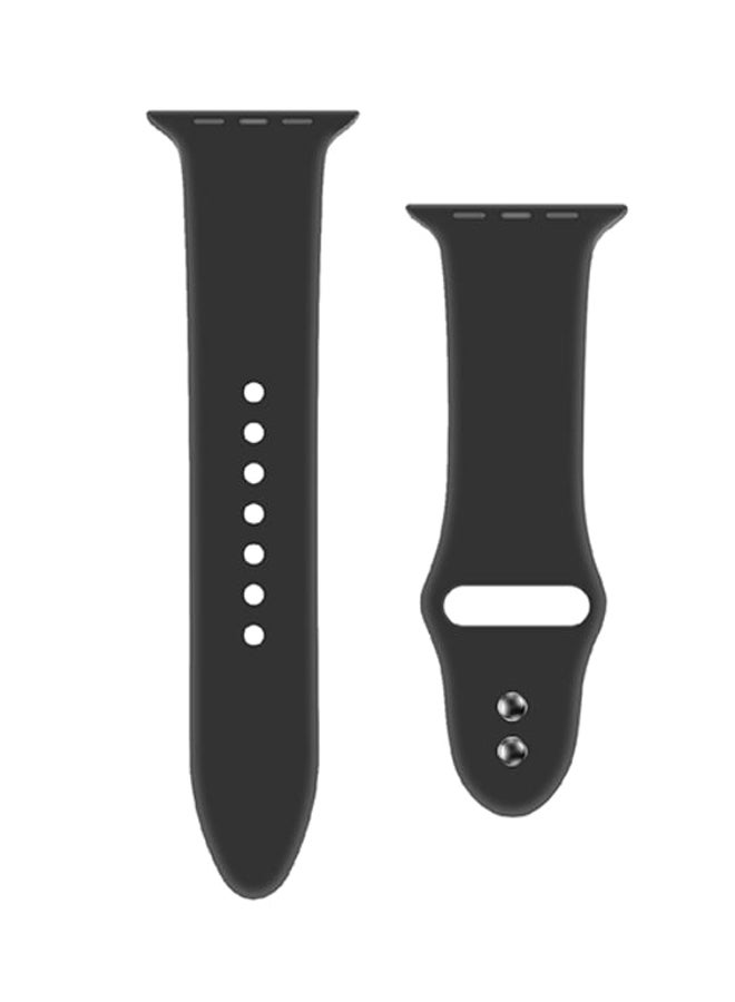 PROMATE Premium Adjustable Silicone Sport Wristband Replacement Strap With Sweatproof And Dual Lock Pin For Apple Watch Series 1,2,3 And 4 Small/Medium Size, Workout, Fitness, Oryx-38SM Black - Image 1