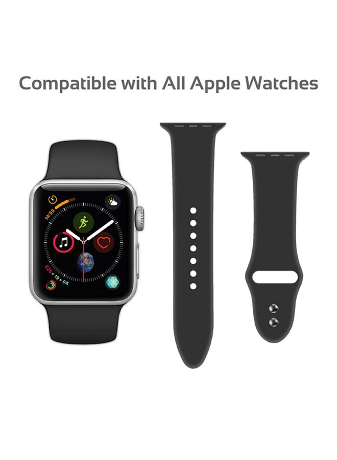 PROMATE Premium Adjustable Silicone Sport Wristband Replacement Strap With Sweatproof And Dual Lock Pin For Apple Watch Series 1,2,3 And 4 Small/Medium Size, Workout, Fitness, Oryx-38SM Black - Image 3