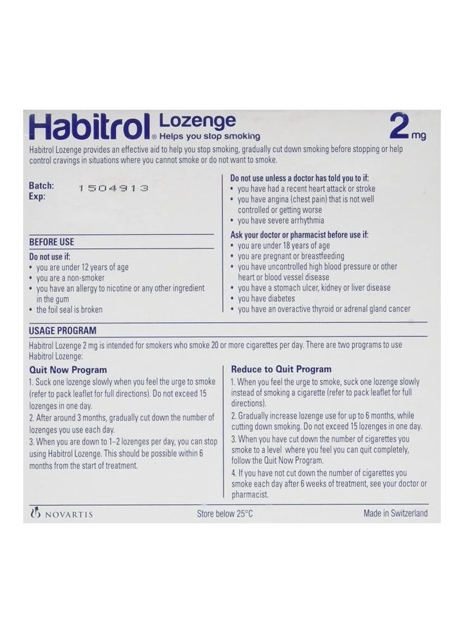 NOVARTIS Habitrol Nicotine Lozenge Mint Flavor 216 Lozenges (2mg)  - Image 2