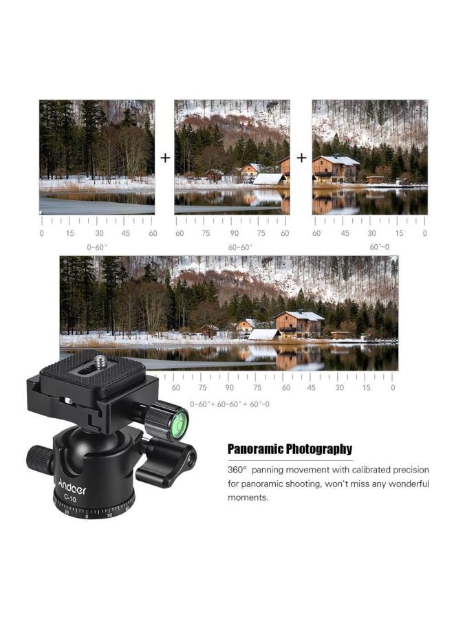 ANDOER C-10 Camera Tripod Ball Head Black - Image 3