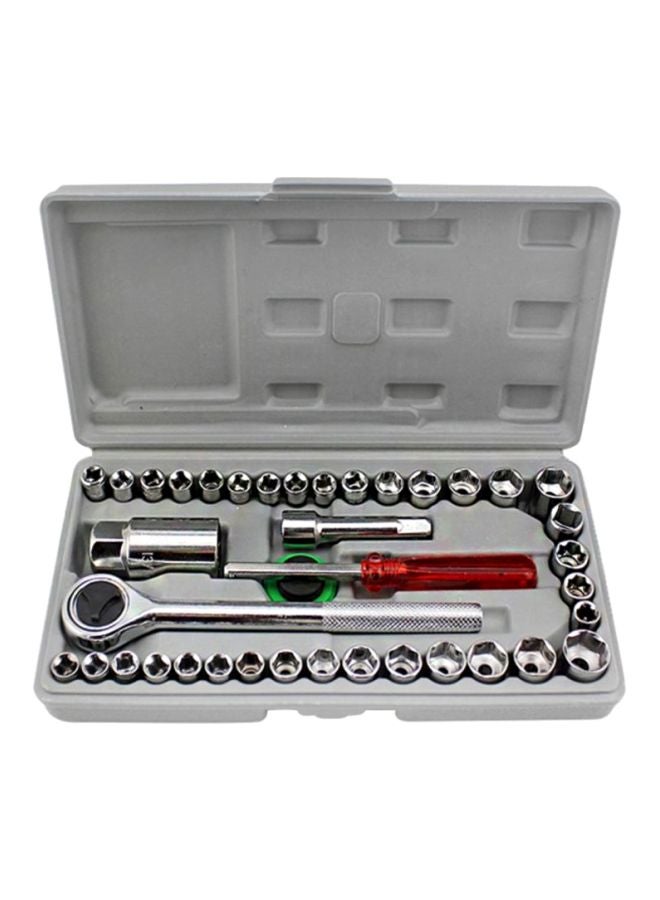 Sharpdo 40-Piece Hand Tool Set Silver/Red/Green 24x12.5x4cm  - Image 1