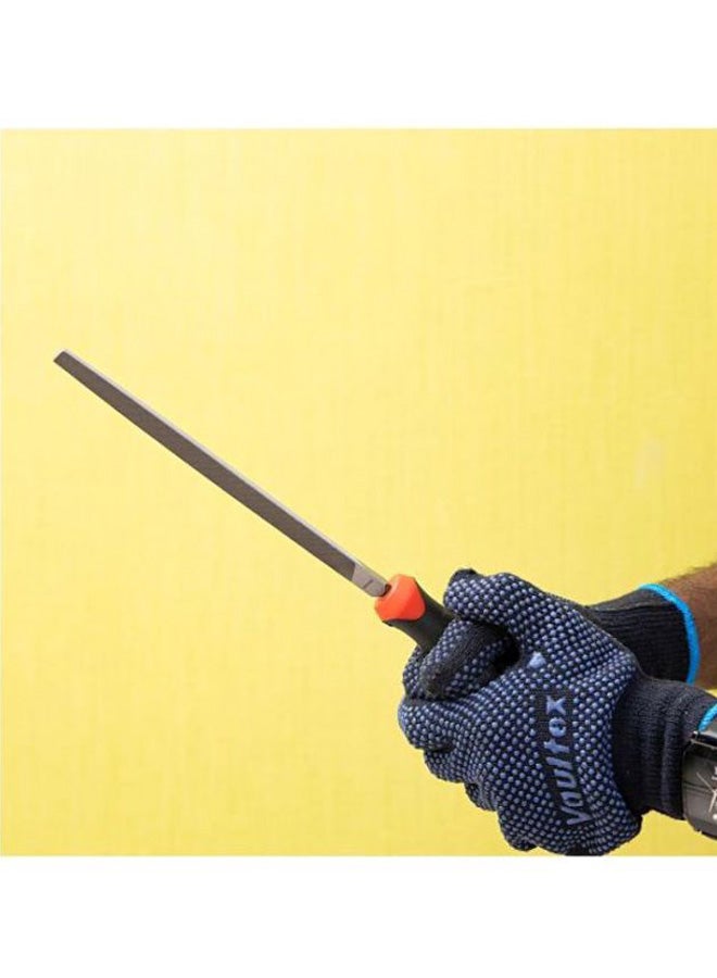 GEEPAS - 8" Triangle File| Cut Mill File, High-quality Steel | Ergonomic Grip, Rubber Handle, Finder Hand File for Deburring and Removing Material Ideal for Wood, Metal, Plastic Black/Red/Silver 8inch - Image 1