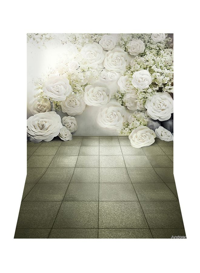 ANDOER Blossoming Flower Photography Background Beige/White/Green - Image 1