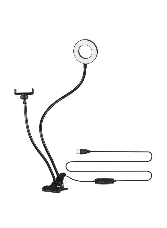 ANDOER 2-in-1 LED Ring Light With Cell Phone Holder Stand Black/White - Image 1