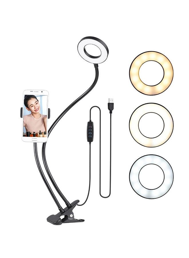 ANDOER 2-in-1 LED Ring Light With Cell Phone Holder Stand Black/White - Image 2