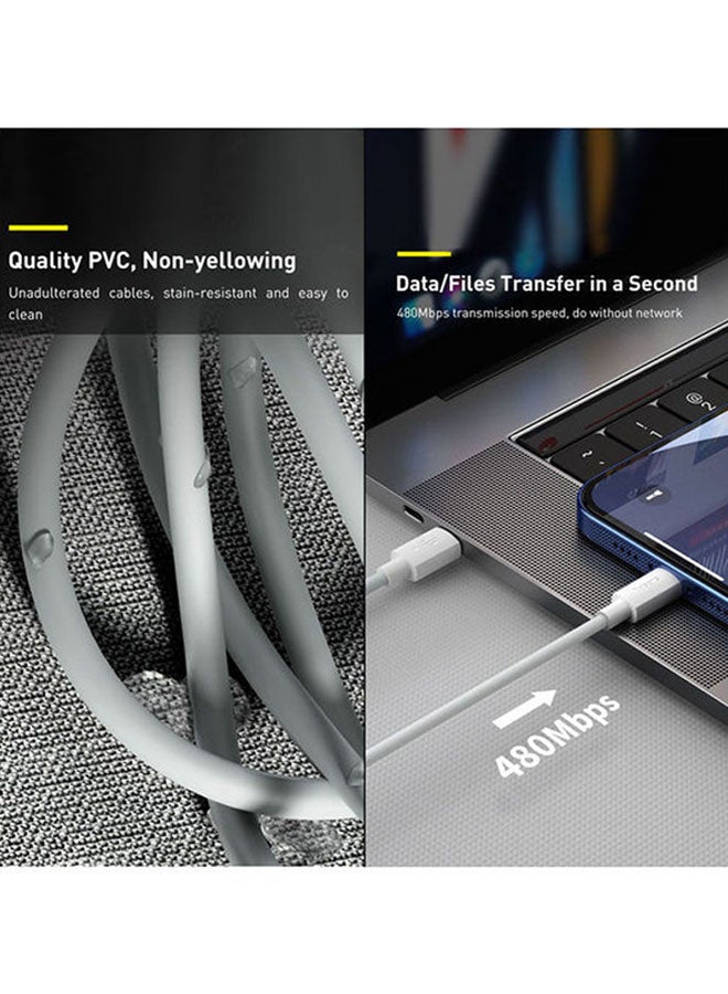 Baseus Smart Set Data Cable Type-C For iP PD 20W 1.5m White - Image 4