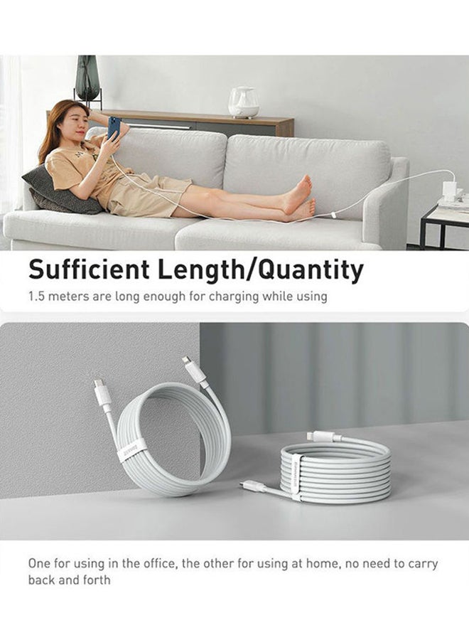 Baseus Smart Set Data Cable Type-C For iP PD 20W 1.5m White - Image 5