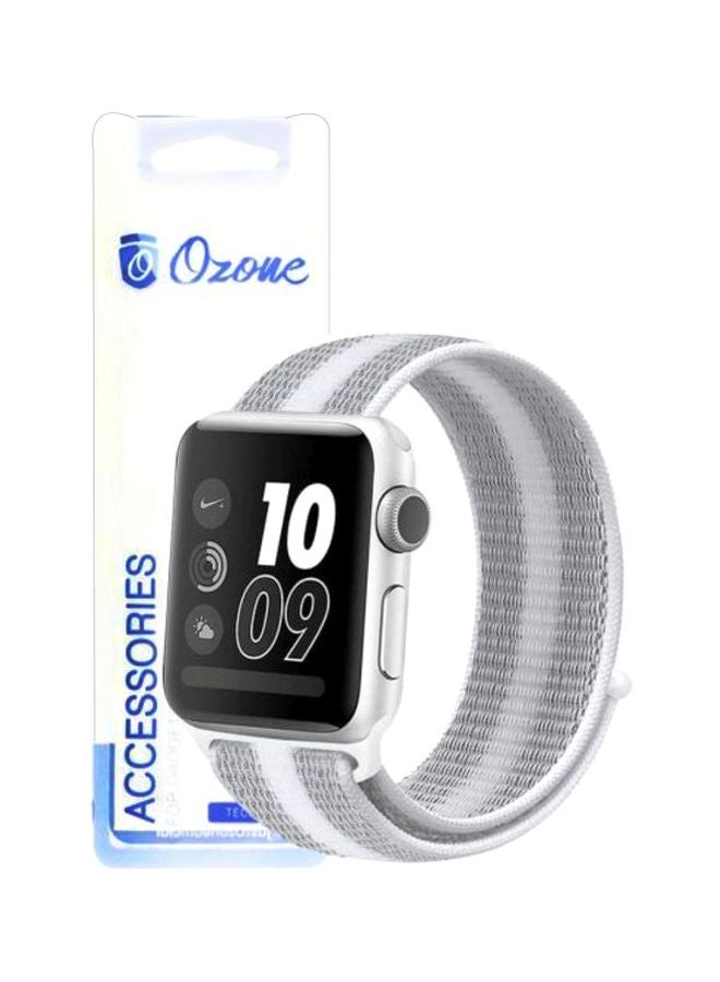 Ozone Replacement Band For Apple Watch Series 4/3/2/1 40/38 mm Striped White/Grey - Image 4