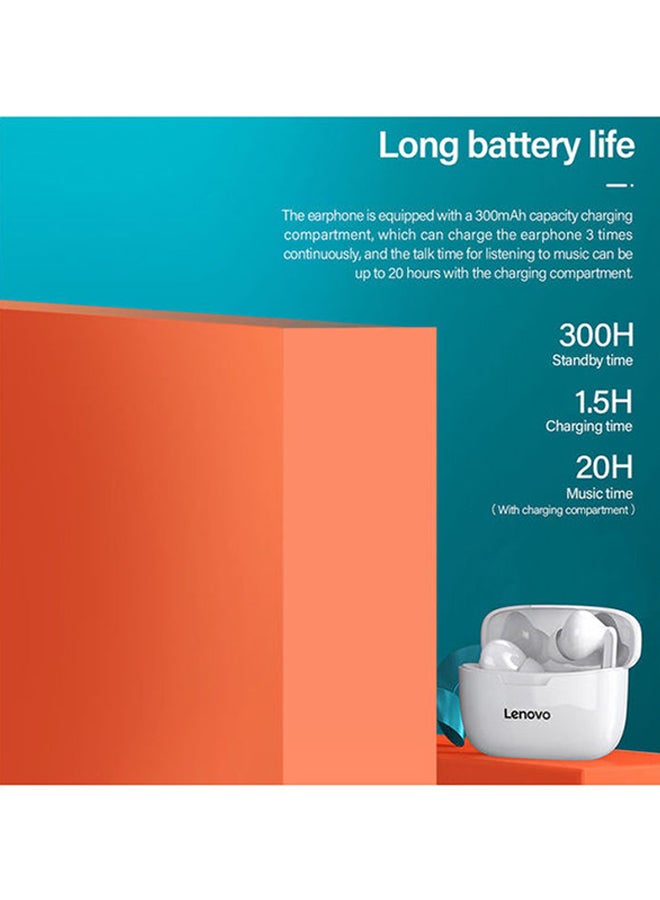 Lenovo - XT90 Bluetooth Wireless In-Ear Earbuds With Charging Case White - Image 1