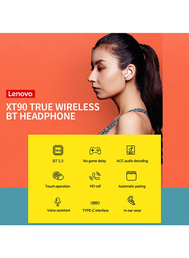 Lenovo - XT90 Bluetooth Wireless In-Ear Earbuds With Charging Case White - Image 1