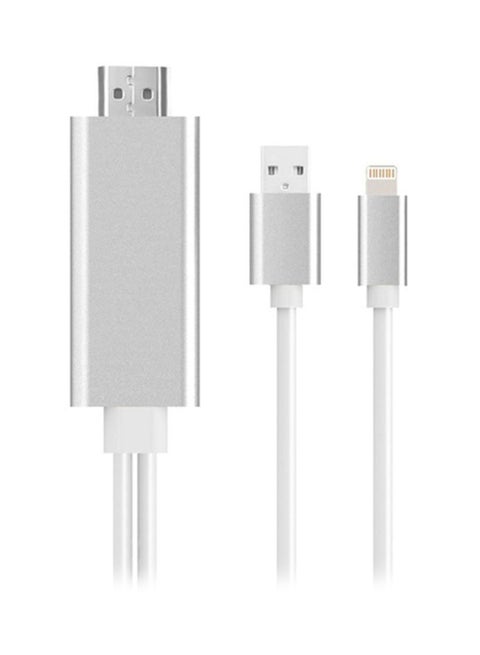 Lightning To HDMI Cable HDTV Adapter Silver