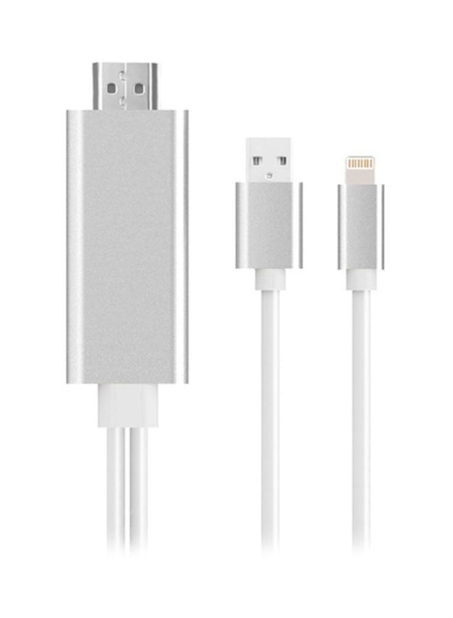 Lightning To HDMI Cable HDTV Adapter Silver
