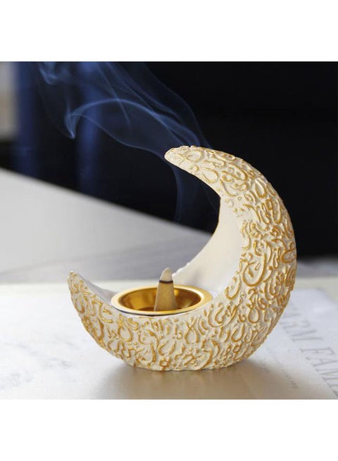 Middle East Arabian Ramadan Crescent Resin Aroma Diffuser White/Gold 10.5 x 5.6 x 10cm