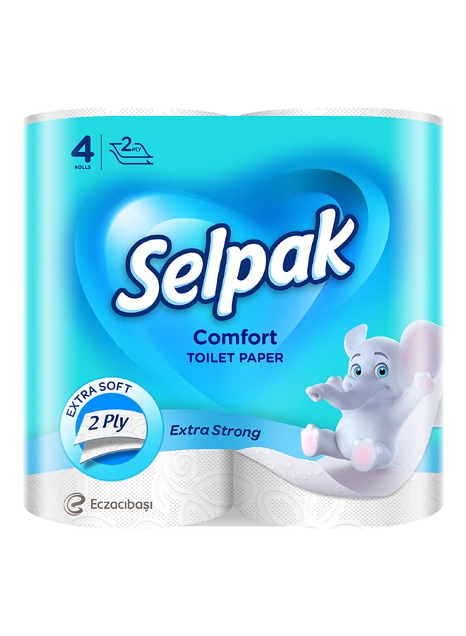 Selpak Comfort Toilet Paper 150 Sheets x 2Ply, Pack of 4 Rolls 