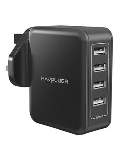 4-Port USB Wall Charger Black