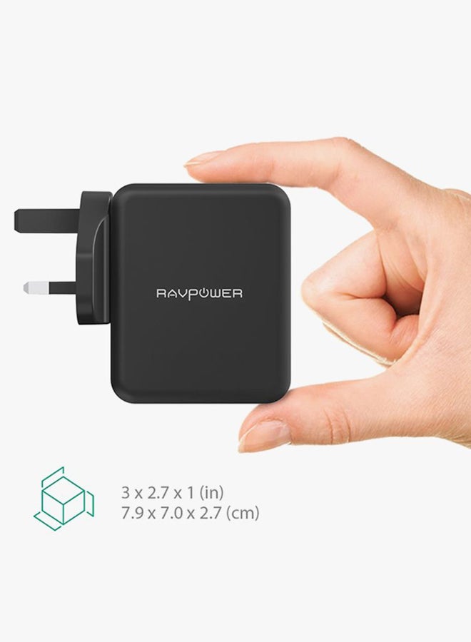 RAVPOWER - 4-Port USB Wall Charger Black - Image 1