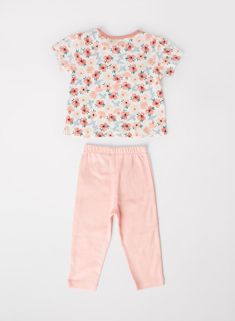 MINIKLUB - Baby Girls Printed Top And Knit Casual Cotton Bottom Set Multicolour - Image 1