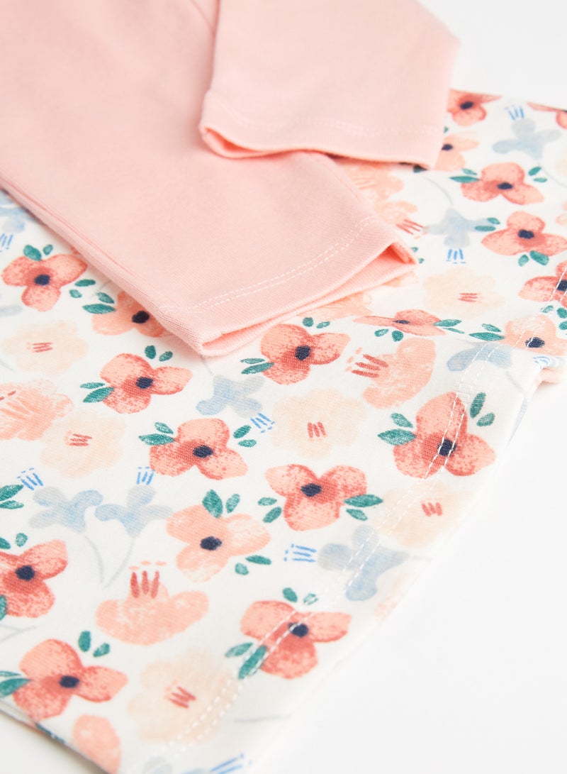 MINIKLUB - Baby Girls Printed Top And Knit Casual Cotton Bottom Set Multicolour - Image 1