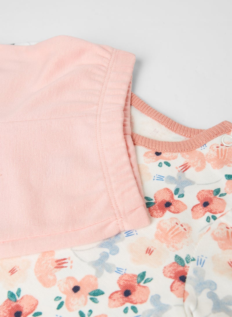 MINIKLUB - Baby Girls Printed Top And Knit Casual Cotton Bottom Set Multicolour - Image 1