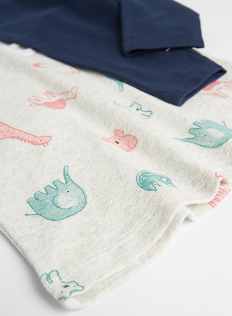 MINIKLUB - Casual Baby Girls Printed Top And Knit Bottom Set Multicolour - Image 1