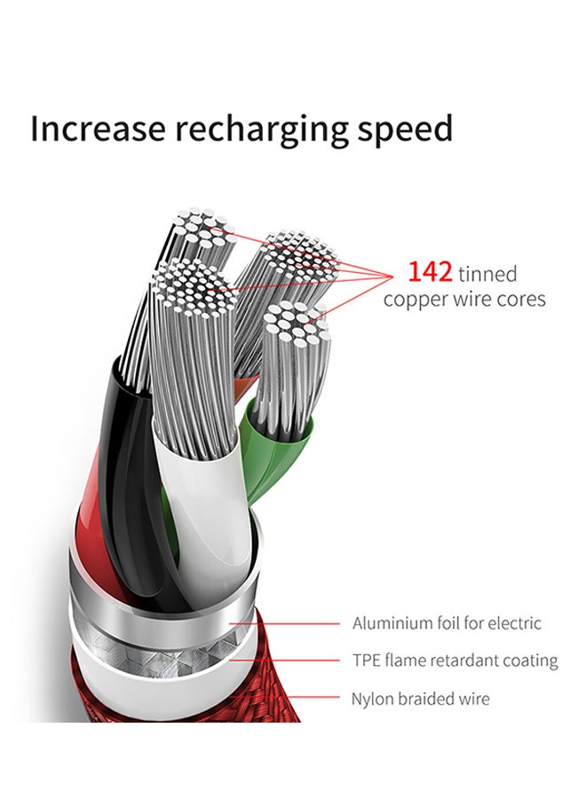 Baseus - Rapid Series 3-In-1 Micro Usb And 8-Pin With Type-C Connector Fast Charging Data Transfer Cable 1.2Meter Red - Image 1