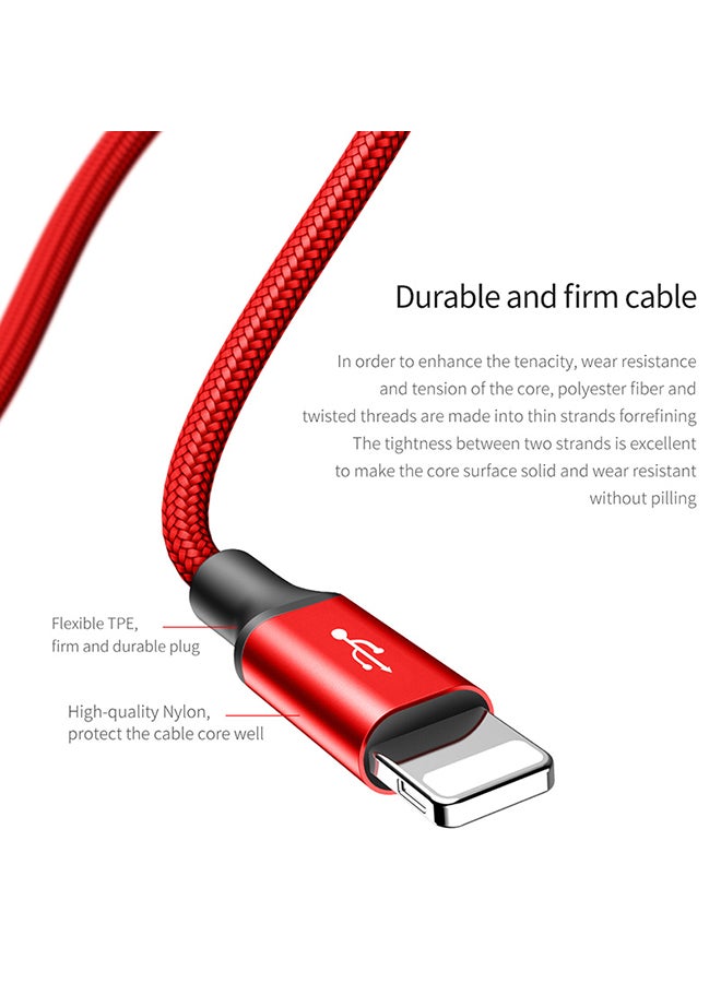 Baseus - Rapid Series 3-In-1 Micro Usb And 8-Pin With Type-C Connector Fast Charging Data Transfer Cable 1.2Meter Red - Image 1