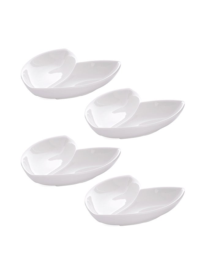 Dove 4-Piece Heart Shape Serving Plates White 4x10inch 