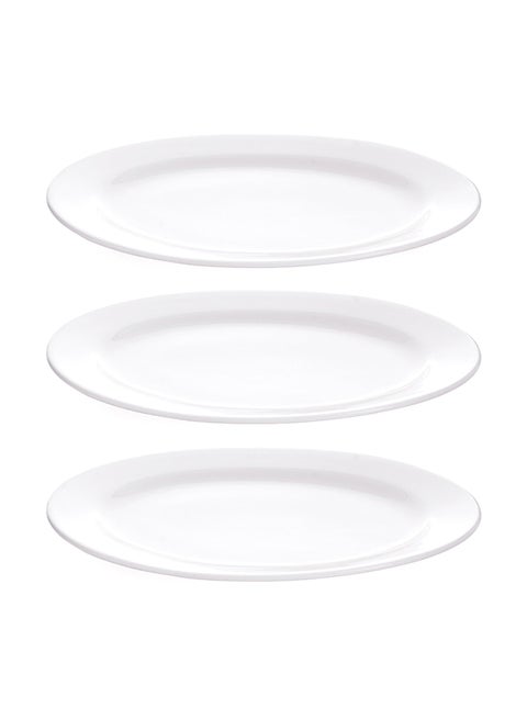 3-Piece Oval Serving Plates White 14inch