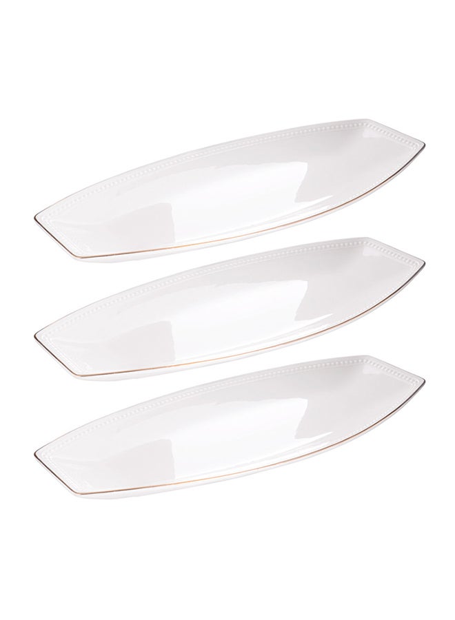 REEM 3-Piece Serving Dish Porcelain white/gold 18inch
