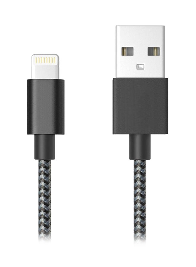 كابل شحن ومزامنة بيانات أسود/فضي