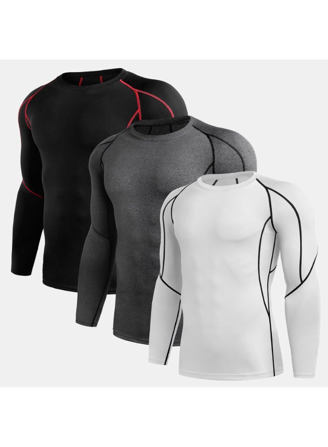 3 Pack Workout Crew Neck T-Shirt Black/Grey/White - Image 1