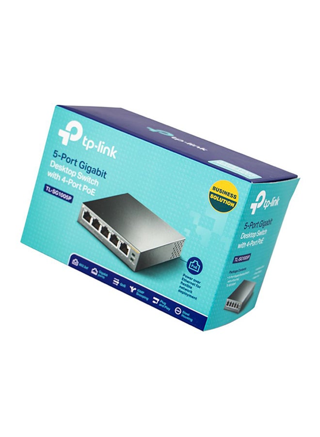 TP-LINK - 5 Port Gigabit Desktop Switch With 4 PoE Black - Image 1