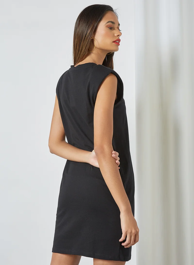 Sivvi x GenM Shoulder Pad Detail Dress Black