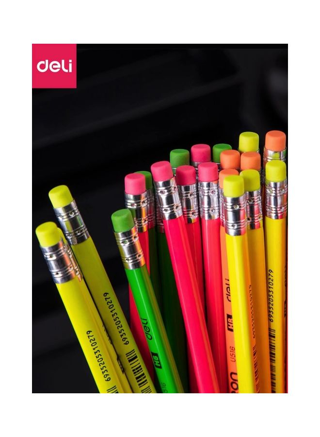 ديلي مجموعة أقلام من 4 ألوان نيون مع ممحاة، مكونة من 30 قطعة متعدد الألوان - Image 3