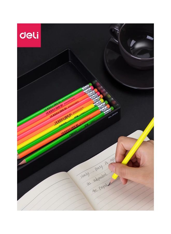 ديلي مجموعة أقلام من 4 ألوان نيون مع ممحاة، مكونة من 30 قطعة متعدد الألوان - Image 4