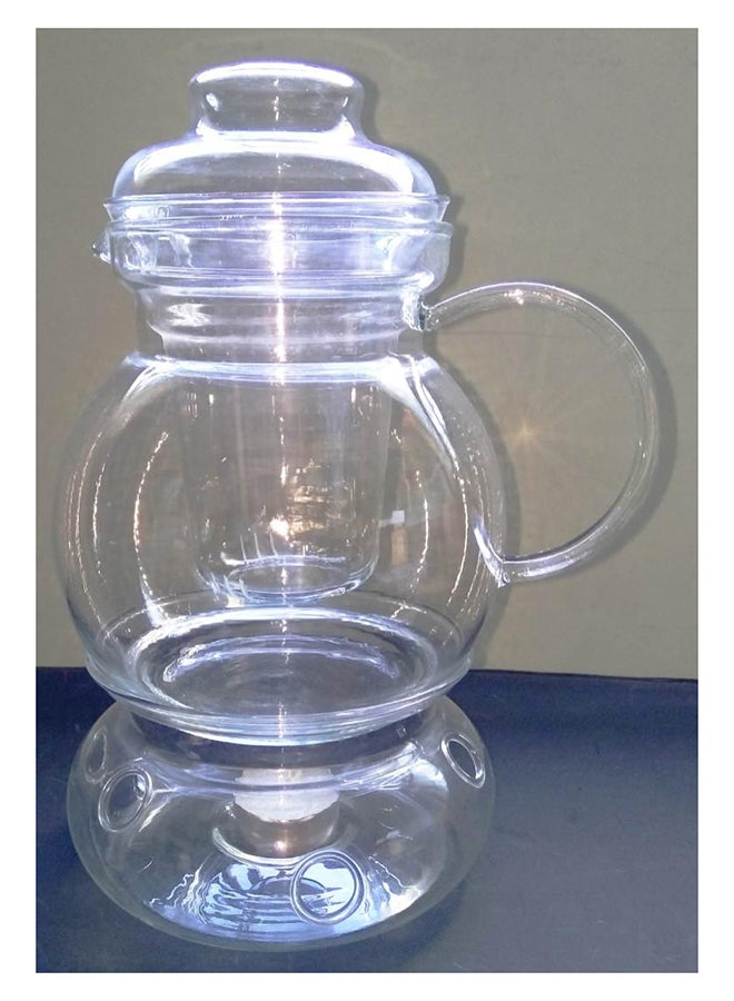 ترميسيل إبريق شاي من زجاج البوروسيليكات مع غطاءٍ وجهاز تسخين شفاف 24x17x16سم - Image 4