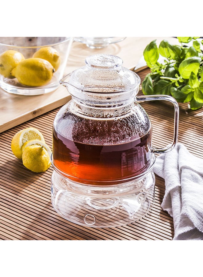 ترميسيل إبريق شاي من زجاج البوروسيليكات مع غطاءٍ وجهاز تسخين شفاف 24x17x16سم - Image 2
