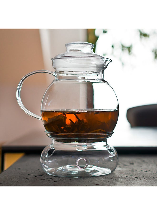 ترميسيل إبريق شاي من زجاج البوروسيليكات مع غطاءٍ وجهاز تسخين شفاف 24x17x16سم - Image 3